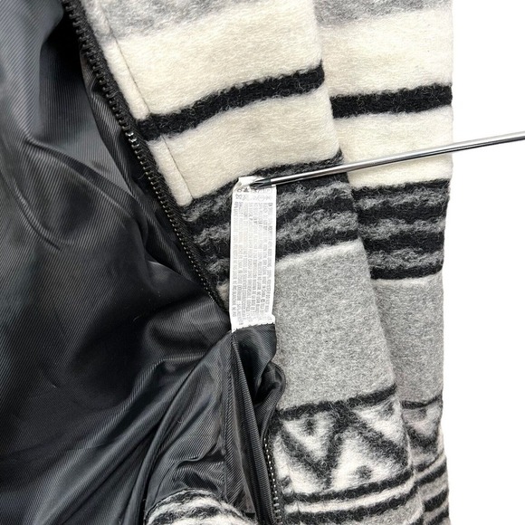 Forever 21 Jacket Coat Wool Blend Full Zip Lined SIde Pockets Geo Print Men Sz M - Picture 5 of 7